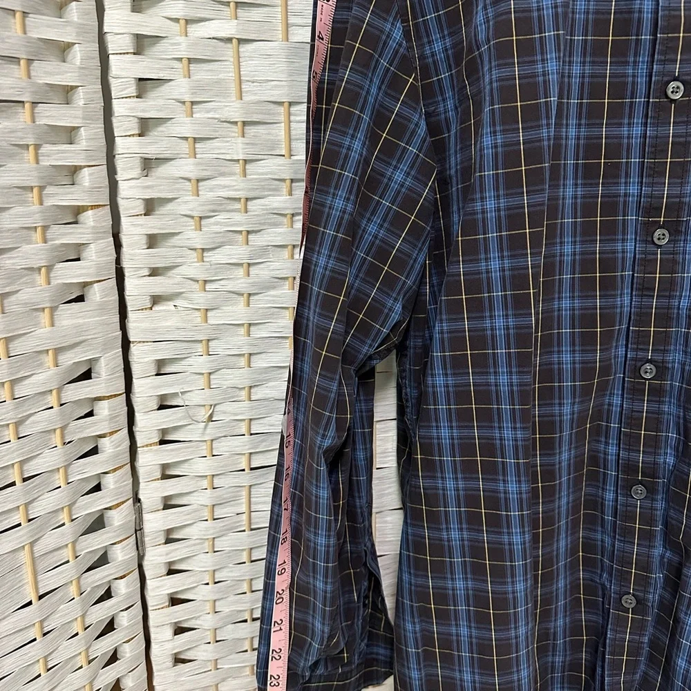 Banana Republic Men's Black and Blue plaid long sleeveShirt Size XL‎ button down
